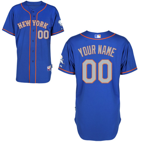 New York Mets Authentic Personalized Alternate Road Jersey w/2015 Mr. Met Sleeve Patch