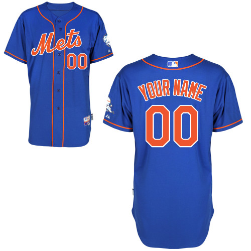 New York Mets Authentic Personalized Alternate Home Jersey w/2015 Mr. Met Sleeve Patch