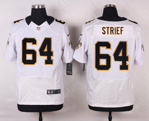 Men's New Orleans Saints #64 Zach Strief White Road Elite Jersey