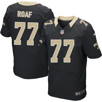 Men's New Orleans Saints Throwback Player #77 Willie Roaf Black Team Color Elite Jersey