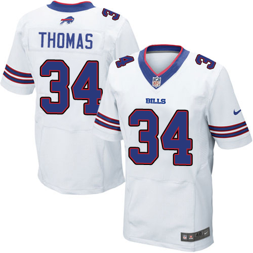 Men's Buffalo Bills #34 Thurman Thomas Nike White Elite Jersey