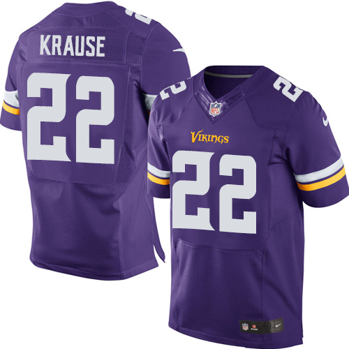 Men's Minnesota Vikings Throwback Player #22 Paul Krause Nike Purple Elite Jersey