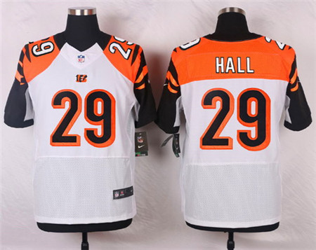 Men's Cincinnati Bengals #29 Leon Hall White Road Elite Jersey