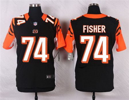 Men's Cincinnati Bengals #74 Jake Fisher Black Team Color Elite Jersey