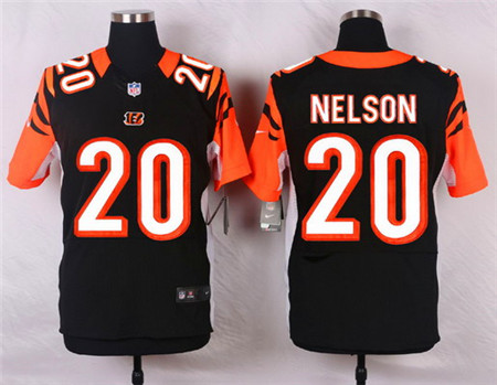 Men's Cincinnati Bengals #20 Reggie Nelson Black Team Color Elite Jersey