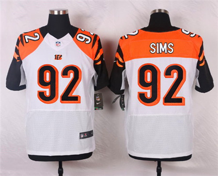Men's Cincinnati Bengals #92 Pat Sims White Road Elite Jersey