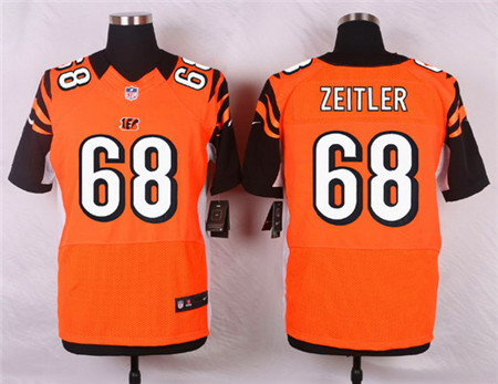Men's Cincinnati Bengals #68 Kevin Zeitler Orange Alternate Elite Jersey