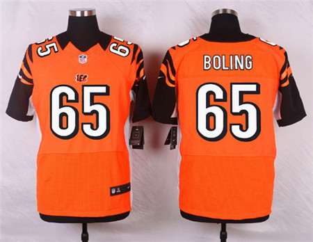 Men's Cincinnati Bengals #65 Clint Boling Orange Alternate Elite Jersey