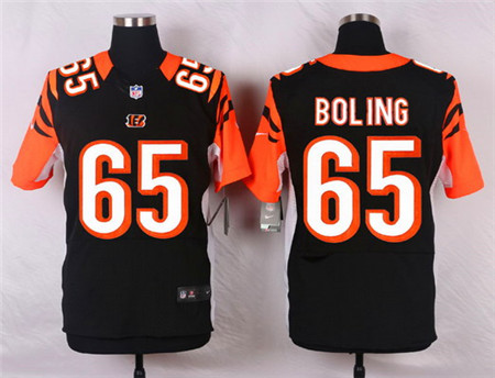 Men's Cincinnati Bengals #65 Clint Boling Black Team Color Elite Jersey
