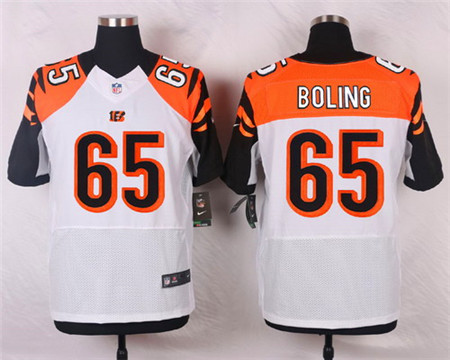 Men's Cincinnati Bengals #65 Clint Boling White Road Elite Jersey