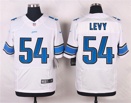 Men's Detroit Lions #54 DeAndre Levy White Road Elite Jersey