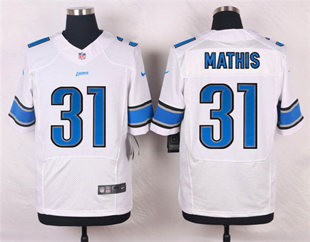 Men's Detroit Lions #31 Rashean Mathis White Road Elite Jersey
