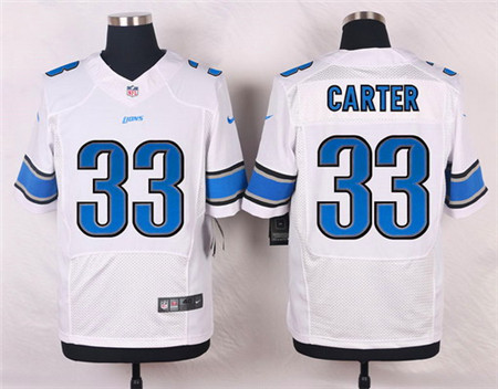 Men's Detroit Lions #33 Alex Carter White Road Elite Jersey