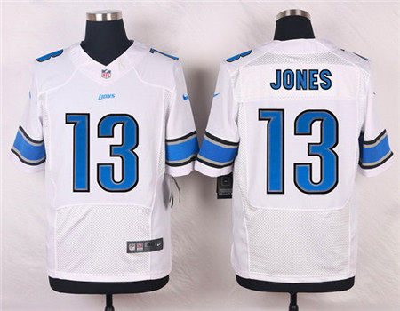 Men's Detroit Lions #13 T. J. Jones White Road Elite Jersey