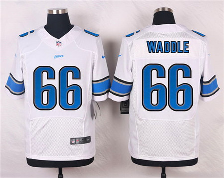 Men's Detroit Lions #66 LaAdrian Waddle White Road Elite Jersey