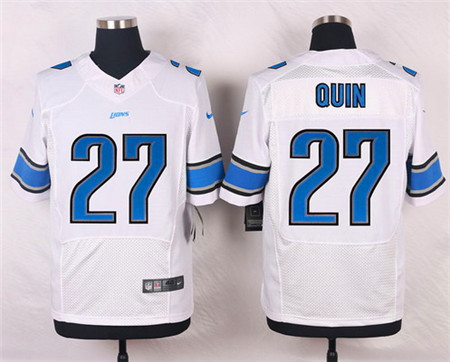 Men's Detroit Lions #27 Glover Quin White Road Elite Jersey