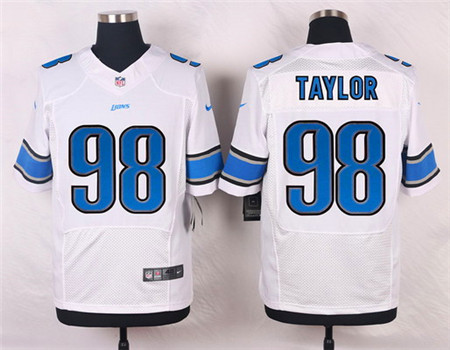 Men's Detroit Lions #98 Devin Taylor White Road Elite Jersey
