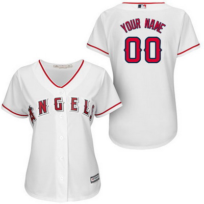 Women's LA Angels Of Anaheim Customized Home White 2015 MLB Cool Base Jersey