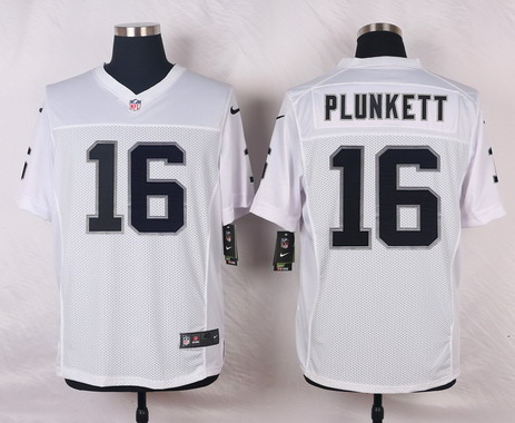 Men's Oakland Raiders Retired Player #16 Jim Plunkett White Elite Jersey