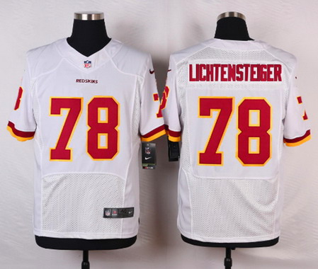 Men's Washington Redskins #78 Kory Lichtensteiger White Road NFL Nike Elite Jersey