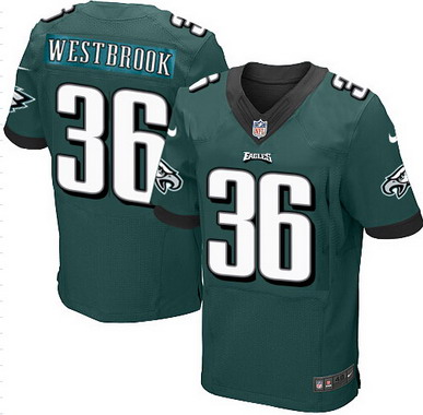Men's Philadelphia Eagles Retired Player #36 Brian Westbrook Midnight Green Elite Jersey