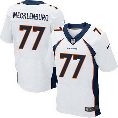 Men's Denver Broncos Retired Player #77 Karl Mecklenburg White  Elite Jersey