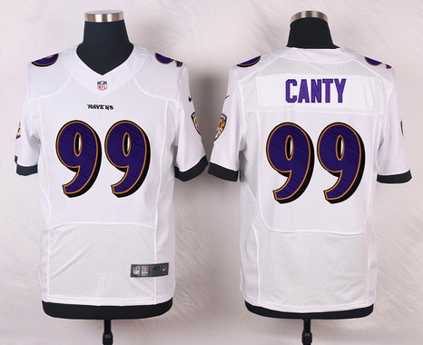 Men's Baltimore Ravens #99 Chris Canty White Road NFL Nike Elite Jersey