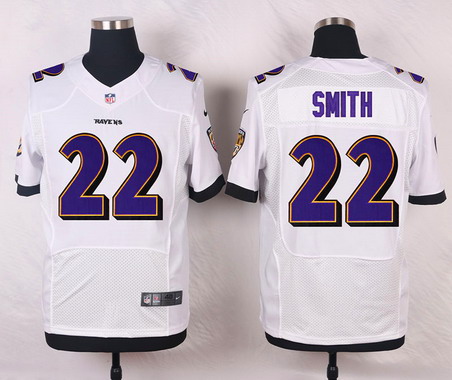 Men's Baltimore Ravens #22 Jimmy Smith White Road NFL Nike Elite Jersey