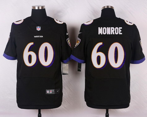 Men's Baltimore Ravens #60 Eugene Monroe Black Alternate NFL Nike Elite Jersey