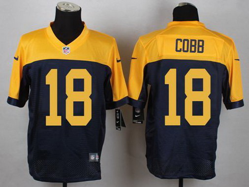 Men's Green Bay Packers #18 Randall Cobb Alternate Navy Blue/Gold Nike Elite Jersey