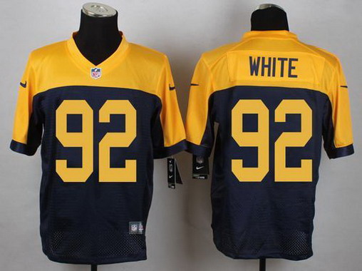 Men's Green Bay Packers #92 Reggie White Alternate Navy Blue/Gold Nike Elite Jersey