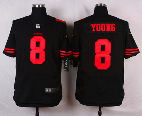 Men's San Francisco 49ers Retired Player #8 Steve Young Black Retired 2015 NFL Nike Elite Jersey