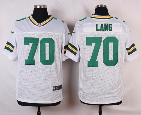 Men's Green Bay Packers #70 T. J. Lang White Road NFL Nike Elite Jersey