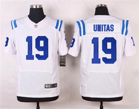 Men's Indianapolis Colts #19 Johnny Unitas White Road NFL Nike Elite Jersey
