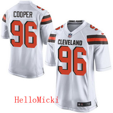 Men's Cleveland Browns Brown #96 Xavier Cooper White Road 2015 NFL Nike Elite Jersey