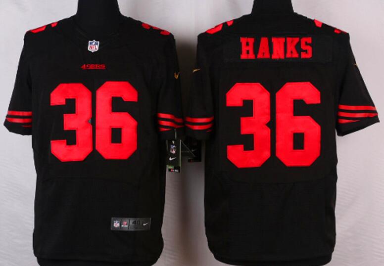 Men's San Francisco 49ers #36 Merton Hanks Black Retired Player NFL Nike Elite Jersey