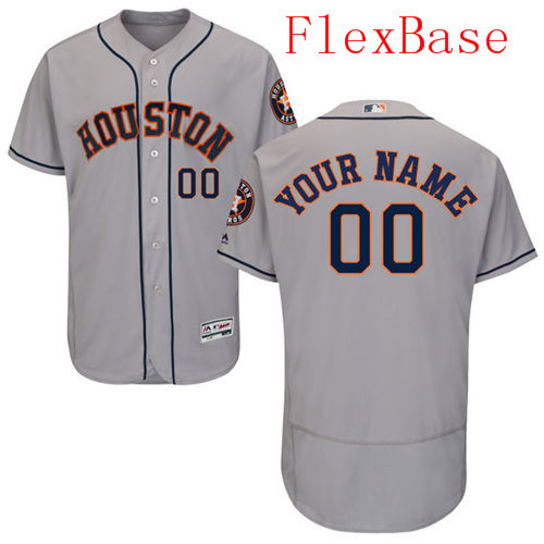 Mens Houston Astros Grey Customized Flexbase Majestic MLB Collection Jersey