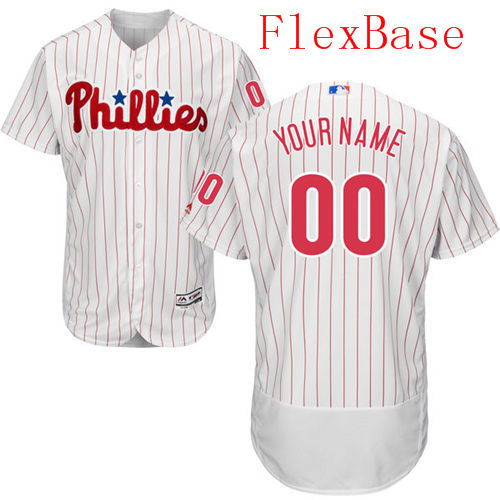 Mens Philadelphia Phillies White Customized Flexbase Majestic MLB Collection Jersey