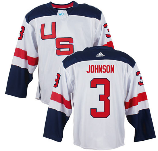 Men's US Hockey #3 Jack Johnson White adidas 2016 World Cup of Hockey  Game Jersey