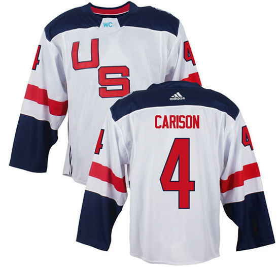 Men's US Hockey #4 John Carlson White adidas 2016 World Cup of Hockey  Game Jersey