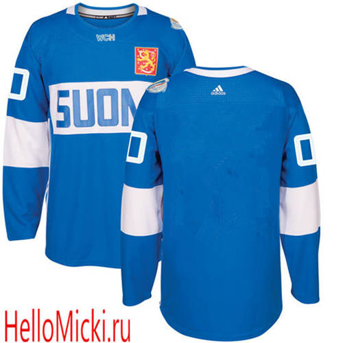 Men's Finland Hockey blank adidas Blue World Cup of Hockey 2016 Premier Custom Jersey