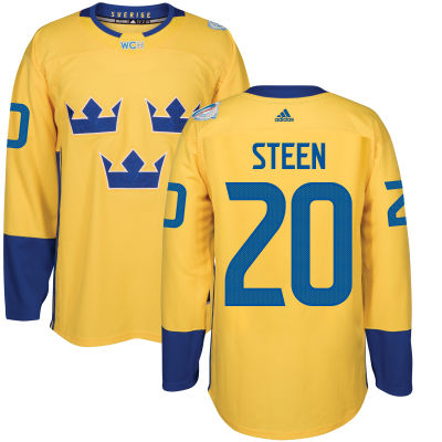 Men's Team Sweden #20 Alexander Steen Adidas Yellow World Cup of Hockey 2016 Premier Player Jersey