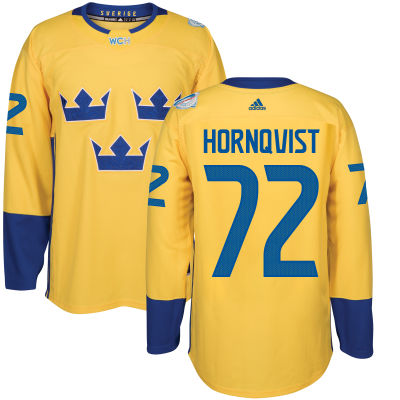Men's Team Sweden #72 Patric Hornqvist Adidas Yellow World Cup of Hockey 2016 Premier Player Jersey