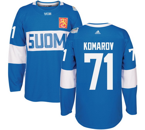 Men's Team Finland #71 Leo Komarov Adidas Blue 2016 World Cup Of Hockey Stitched WCH Game Jersey