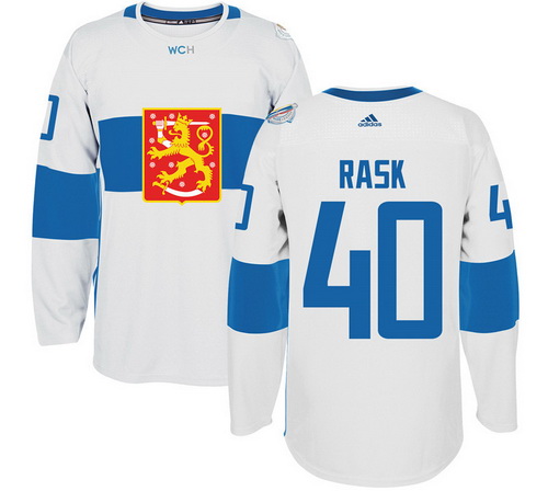 Men's Team Finland #40 Tuukka Rask Adidas White 2016 World Cup Of Hockey Stitched WCH Game Jersey