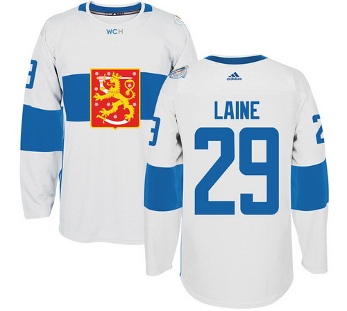 Men's Team Finland #29 Patrik Laine Adidas White 2016 World Cup Of Hockey Stitched WCH Game Jersey
