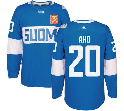 Men's Team Finland #20 Sebastian Aho Adidas Blue 2016 World Cup Of Hockey Stitched WCH Game Jersey