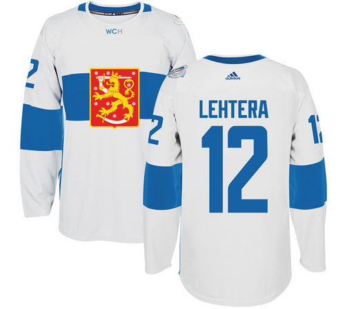 Men's Team Finland #12 Jori Lehtera Adidas White 2016 World Cup Of Hockey Stitched WCH Game Jersey