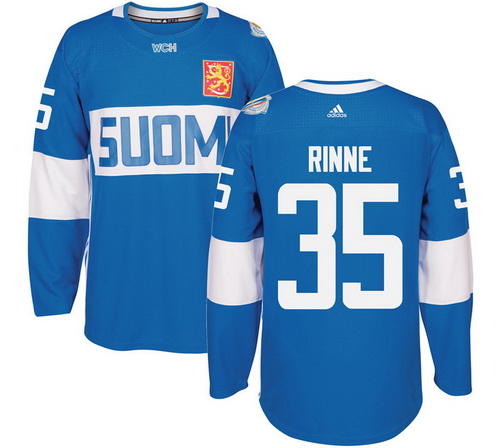 Men's Team Finland #35 Pekka Rinne Adidas Blue 2016 World Cup Of Hockey Stitched WCH Game Jersey