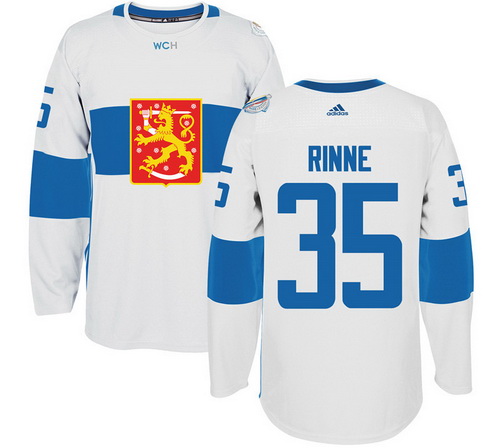 Men's Team Finland #35 Pekka Rinne Adidas White 2016 World Cup Of Hockey Stitched WCH Game Jersey